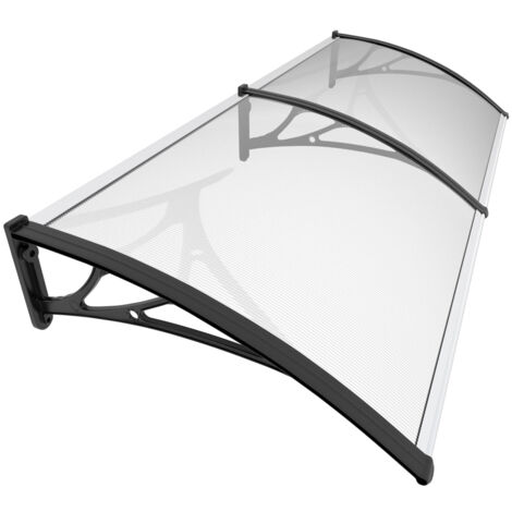 VOUNOT® Vordach für Haustür, 200 x 80 cm Transparentes Pultbogenvordach Schwarz