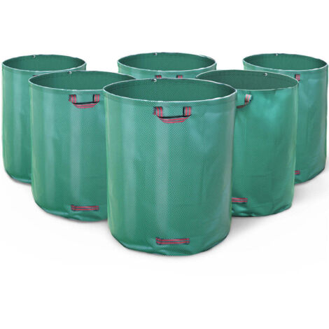 VOUNOT® 500 Liter Gartensack Gartenabfallsack mit Griffen, Laubsack für Grünabfall, 6er Set