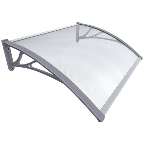VOUNOT® Vordach für Haustür, 120 x 80 cm Transparentes Pultbogenvordach, Grau