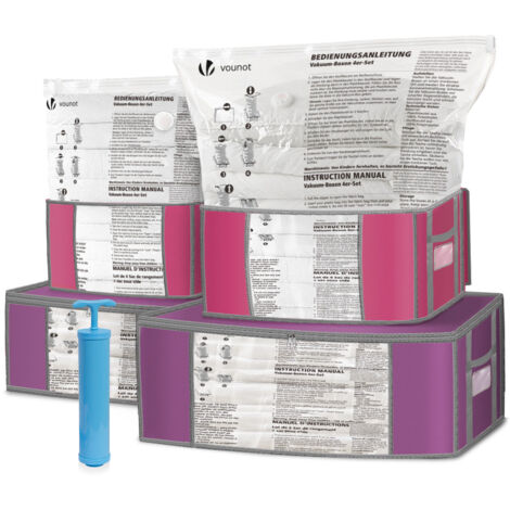 VOUNOT® 4 Stück Vakuumbeutel und 4 Stück Aufbewahrungstasche, mit Pumpe (1/5)
