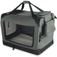 VOUNOT® Hundebox faltbar, Hundetransportbox robust für Katze & Hunde 50x35x36 cm S Grau