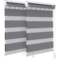 VOUNOT 2er Set Doppelrollo klemmfix ohne Bohren, Duo Rollo Klemmrollo für Fenster und Tür, 55x150 cm, Grau