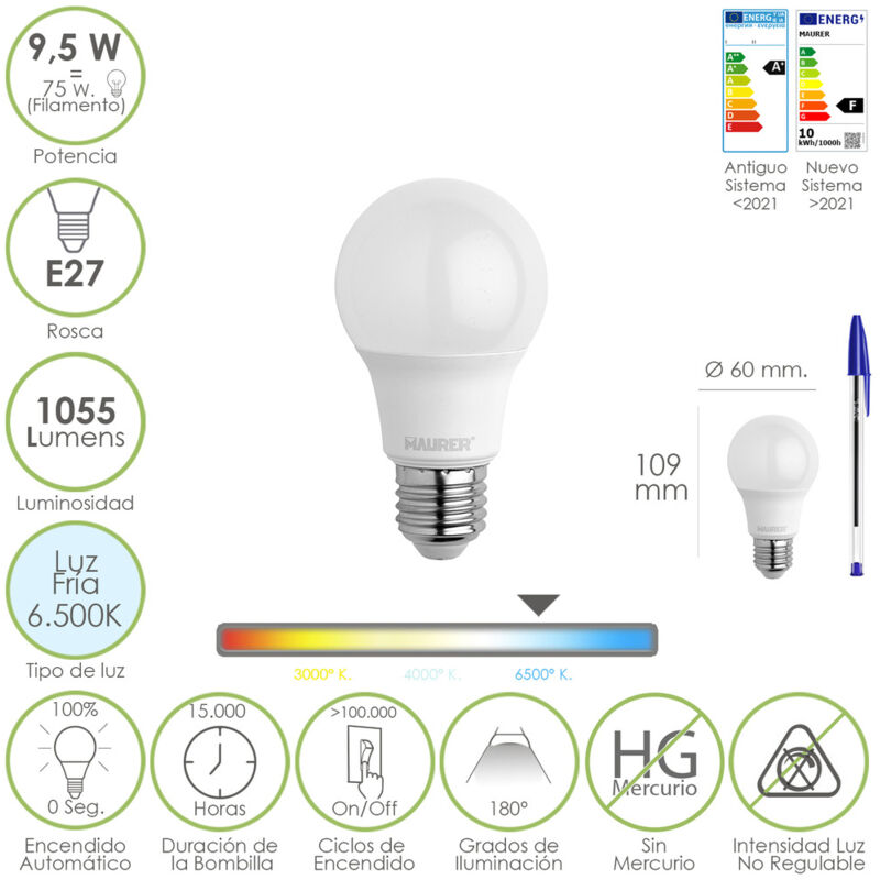 LAMPADA GOCCIA 60GF E27 9W 300 ° 6500K ° CREPUSCOLARE INTEGRATO LIFE 39.920365SF LAMPADA GOCCIA 60GF E27 9W 300 ° 6500K ° CREPUSCOLARE INTEGRATO LIFE 39.920365SF