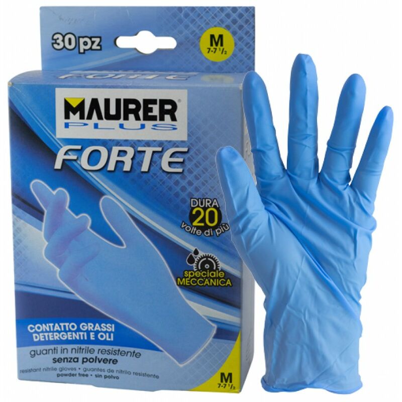 GUANTI MONOUSO NITRILE FORTE TG.M MAURER PLUS CF.30PZ - CF. SCATOLA