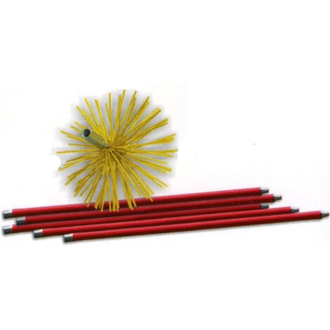Kit scovolo spazza camino 25 mm – 5 aste in p.p.l. da 1,40 mt – Pulizia tubi acciaio inox – Lunghezza totale 7 metri – DCK (1/2)