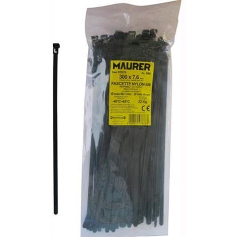 FASCETTE per CABLAGGIO MAURER Colore Nero APRIBILI 200X7,6 Conf. 100 pz