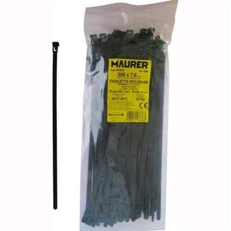 FASCETTE CABLAGGIO APRIBILI NERA 300X7,6 MAURER CF.100PZ - CF. BUSTA