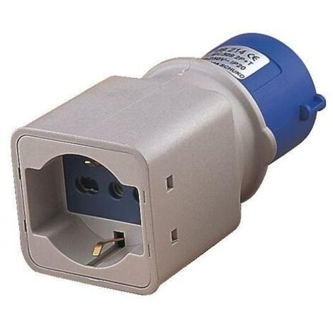ADATTATORE INDUSTRIALE 220V SPINA+PRESA BIPASSO SCHUKO MAURER PLUS (1/2)