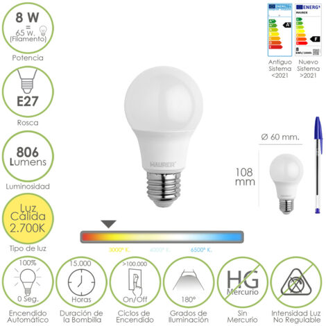 LAMPADA LED MAURER GOCCIA SMER. E27 8W 806LM 2700K L.CALDA