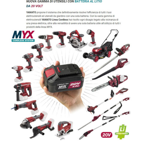 KIT CARICABATTERIA DOPPIO + 2 BATTERIE 20V 4AH YAMATO MYX
