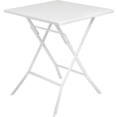 TAVOLO ACCIAIO-PVC EFFETTO RATTAN BIANCO MALVA 62X62XH73CM PAPILLON