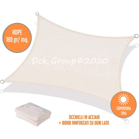 Vela OMBREGGIANTE QUADRATA - Bianca 3,6x3,6mt - giardino telo copertura tenda