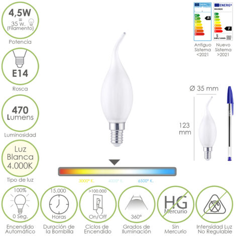 LAMPADA LED FILAMENTO MAURER COLPO DI VENTO MILKY E14 4,5W 470LM 4000K