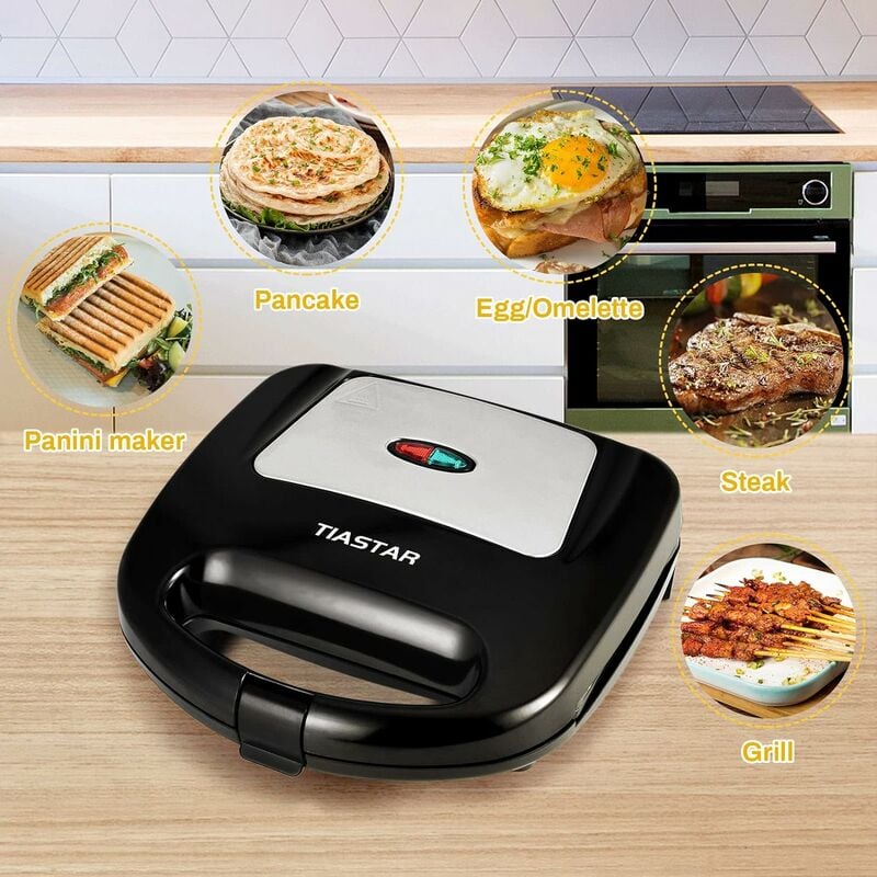 Tiastar Electric Sandwich/Grill, 750W Panini Maker, Toaster with