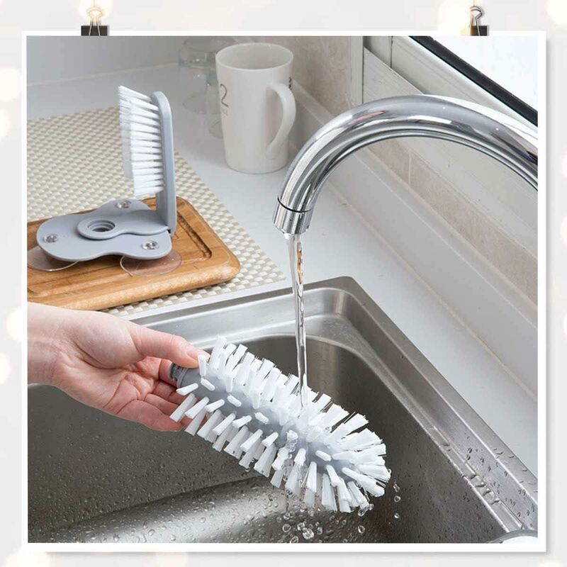 2 In 1 Cleaning Brush Cup Glass Cleaner Bottles Brush Suction Wall Lazy  Brush Removable Washing Tools Kitchen Clean Accessories