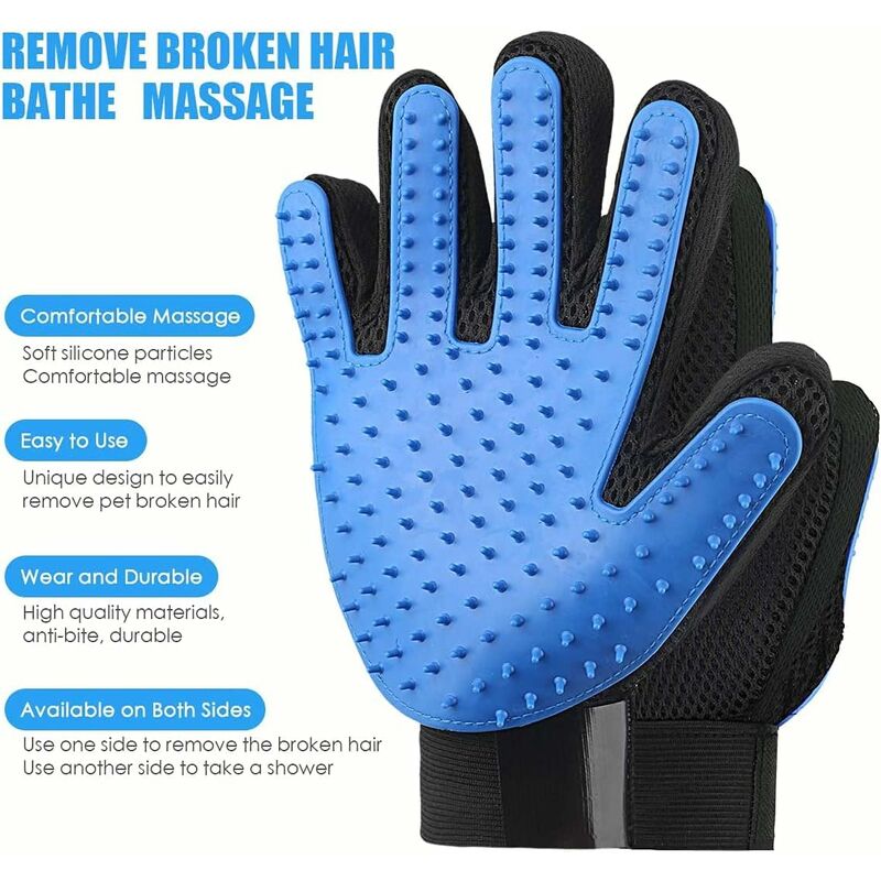 LITZEE Pet Grooming Gloves Soft Pet Gloves, Perfect for Dog, Cat and Horse  Hair Removal and Massage (Black)