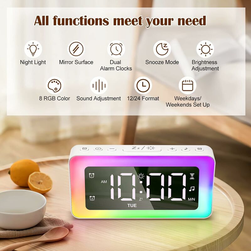 STOL Stitch Digital Alarm Clock with Temperature, Large LED Night Light,  Smart Alarm Clock with Charging Cable, for Girls, Kids, Teens, Gift (Book  Ears)