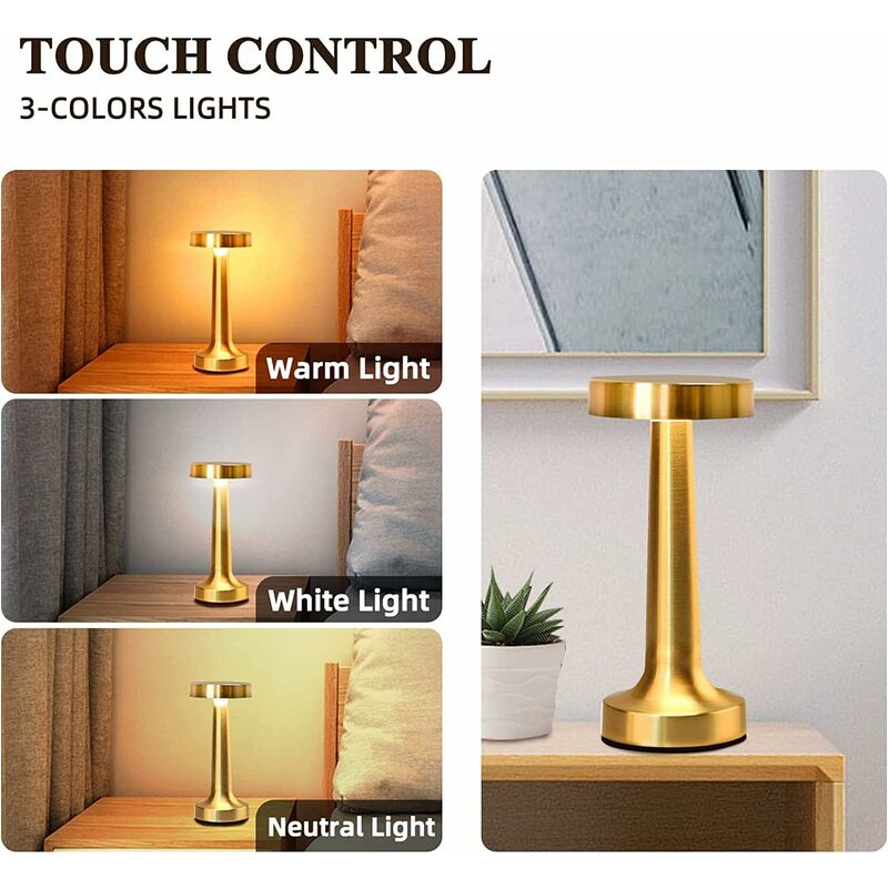 Touch Control LED Battery Table Lamp Wireless USB Rechargeable