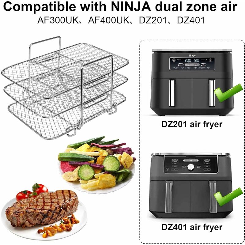 3 Pieces Air Fryer Rack Cooking Steaming Cooling Racks Kitchen  Multi-Purpose 304 Stainless Steel Round Rack W Stand Holder Cookware for  Air Fryer Pot