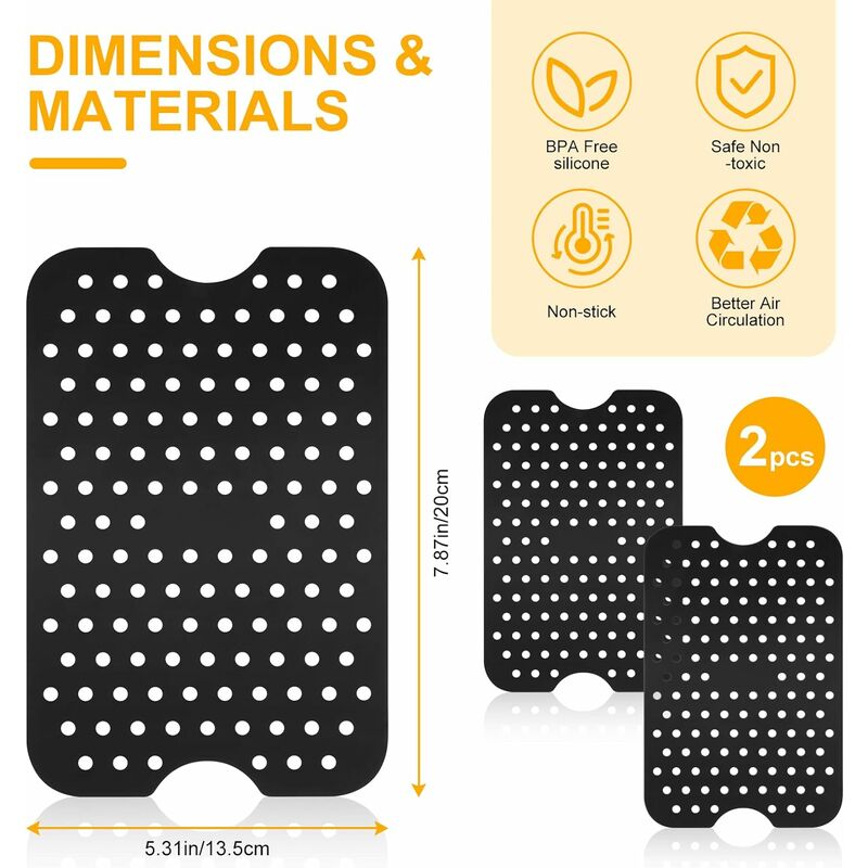 1Pcs Air Fryer Silicone Liners Air Fryer Accessories Round BPA Free Non Stick Silicone Air Fryer Liners Reusable Parchment Paper Replacement, Adult