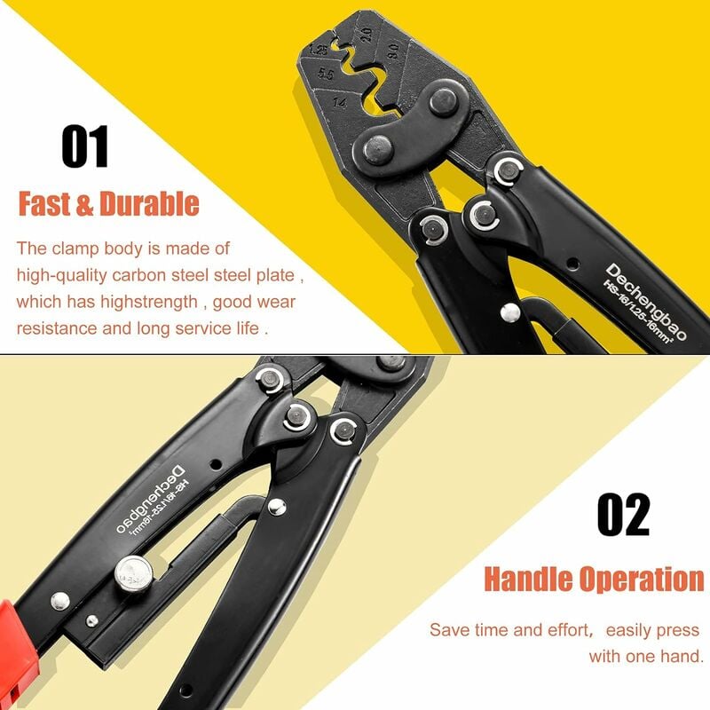 Hs-16 Crimping Pliers Cable Lug Crimper Tool Bare Terminal Wire