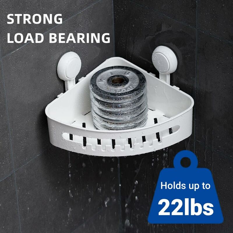 No Drilling Suction Cup Corner Shower Holder Removable Bathroom Shower  Shelf Heavy Duty 22lbs Max Capacity Caddy Organizer Waterproof And Oil  Resistan