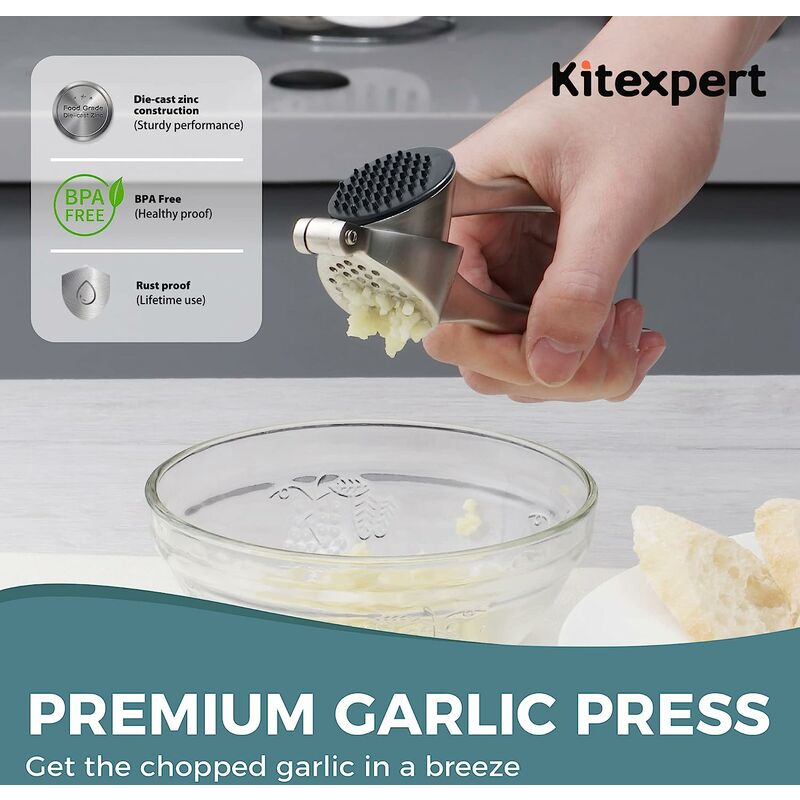 Garlic Press Stainless Steel, Heavy Duty Garlic Mincer, Easy to Clean,  Professional Garlic Crusher, Easy to Use, Upgraded Garlic Smasher,  Dishwasher