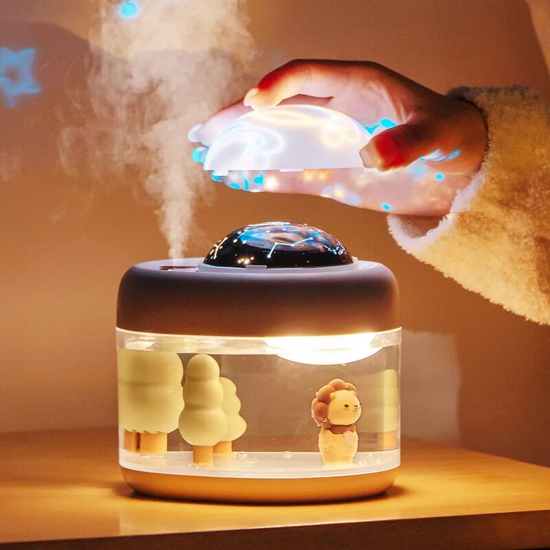 Starry Sky Universe Projection 360 Rotation Humidifier Cute Landscape  Humidifier With Led Night Light Bedroom