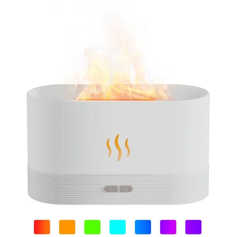 Simulation Flame Mist Humidifier with 7 Color Night Light