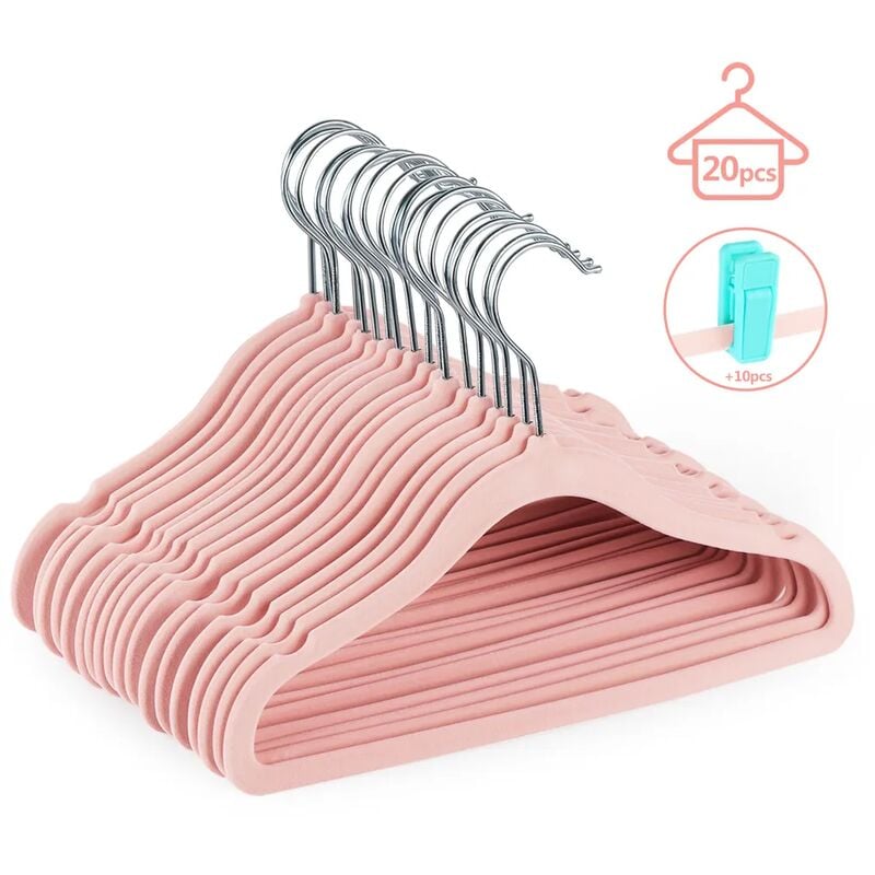 10pcs Non-slip Velvet Hangers Heavy Duty Velvet Suit Hangers With Tie Bar  Space Saving Pullover Grey