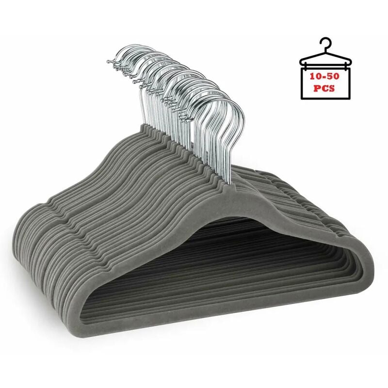 10 Pack Hangers, Heavy Duty Plastic Hangers, Non-slip, Space Saving, 0.6cm  Thickness, 360 Swivel Hook, 42cm Length, Gray