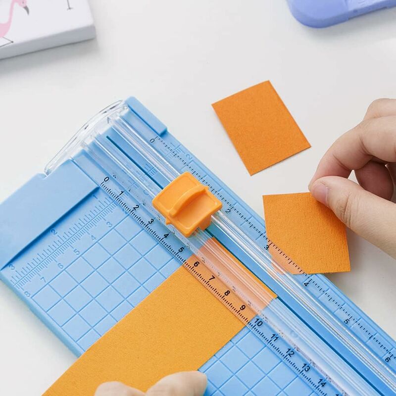 Paper Cutter Trimmer,Mini Paper Cutter A5 Portable Paper Trimmer  Scrapbooking Tool with Finger Protection and Slide Ruler/Blue : :  Office Products