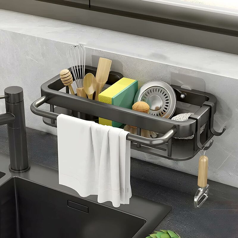 Sink Storage Rack Stainless Steel Telescopic Sink Organizer Kitchen Drain  Rack for Sponge Brush and Soap