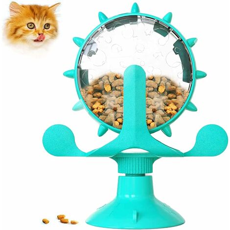 Cat Treat Dispenser Toy Windmill Cat Treat Puzzle Suction Cup Cat Treat Toys