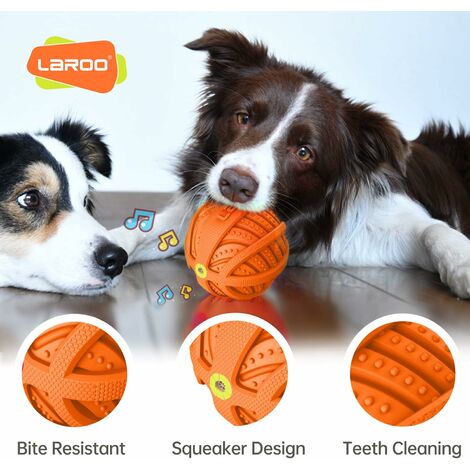 LaRoo Interactive Dog Treat Ball, Slow Feeder Ball Dog Puzzle Bone Toy,  Natural Rubber Dog Chew Toy Snack Dispenser for Small Medium Large Dog 