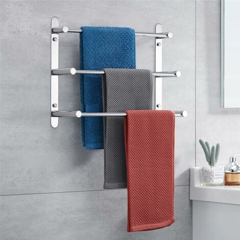 Hand Polishing Finished 3 Tiers Towel Rack Wall Mounted Multilayer - 60cm