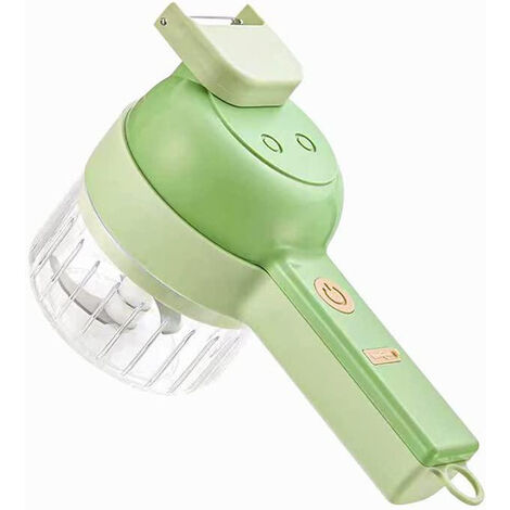 4 In 1 Onion Dicer Handheld Electric Vegetable Cutter Set Data Cable Green  Light Convenient Slicer For Garlic Veggie Portable