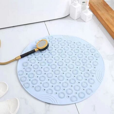 Bath Mats Round Shape Non-slip Shower Mats Mildew Resistant Tub Mats With  Suction Cups, Textured Rubber Bath Mat With Drain Holeblue