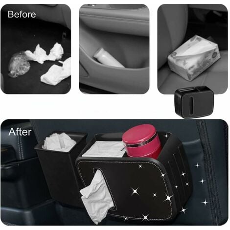 1pc Black Car Trash Can Pack Bag Waterproof Car Trash Bag For