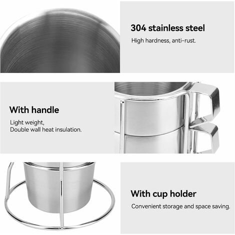 1pc Outdoor Camping Coffee Cup, 304 Stainless Steel 300ml Portable