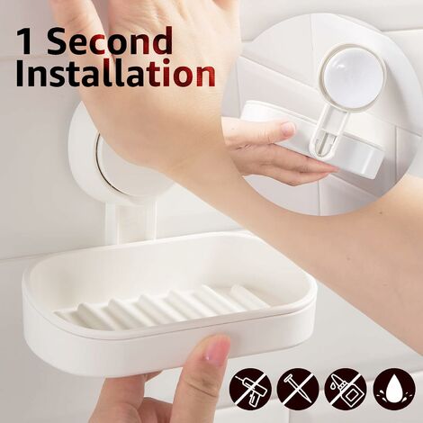 Soap Dish Suction Soap Holder No Drill Removable Wall Mounted Soap Dishes  For Bathroom Hold Up To 5kg Waterproof Plastic Shower Soap Holder