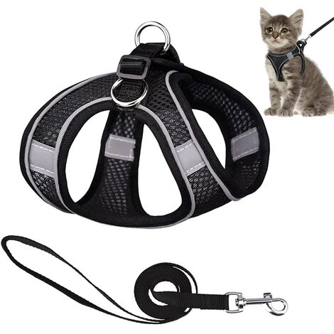 pupteck adjustable cat harness nylon strap collar with leash