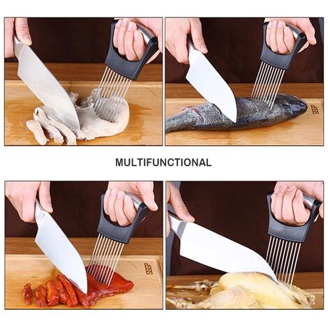 Creative Onion Slicer Stainless Steel Loose Meat Needle Tomato Potato  Vegetables Fruit Cutter Safe Help Tool Kitchen Gadgets