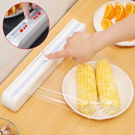 1pcs Cling Film Cutter, Refillable Plastic Wrap Dispenser With Slide Cutter  Film Dispenser Non-toxic Creative Kitchen Tools Accessories