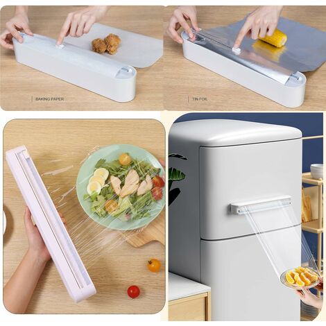 1pcs Cling Film Cutter, Refillable Plastic Wrap Dispenser With Slide Cutter  Film Dispenser Non-toxic Creative Kitchen Tools Accessories