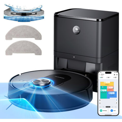 Proscenic Q8 Max+ Robot Aspiratore 8000Pa 200 Minuti con Funzione Straccio e Stazione di Svuotamento Automatico, Navigazione Lidar, Mappatura Multi-piano (1/5)