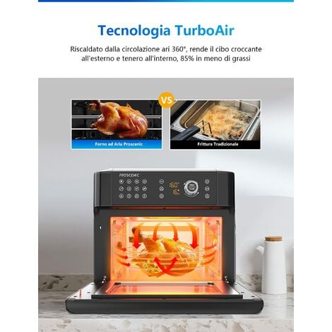 Proscenic T31 Friggitrice ad Aria 15L, Forno Air Controllo Display Touch  APP, Ricette Italiane Online/Timer/Preriscaldamento/Programmi/Senza  BPA/PFOA : : Casa e cucina
