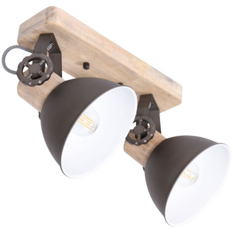 Mexlite - faretto - Gearwood - antracite - metallo legno di gomma