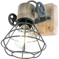 Sienna Guersey Faretto singolo grigio industriale, legno grezzo