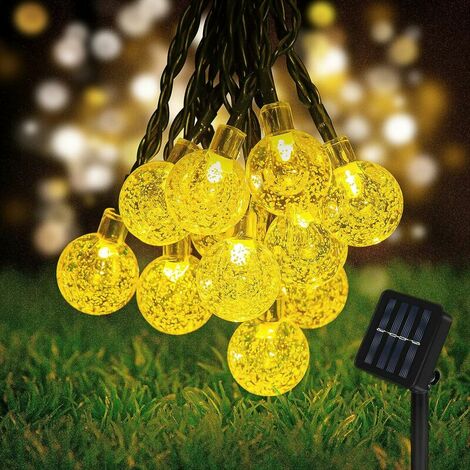 Luces De Cadena Solares Al Aire Libre M Leds Modos Bolas De Cristal Luces De Cadena Solares